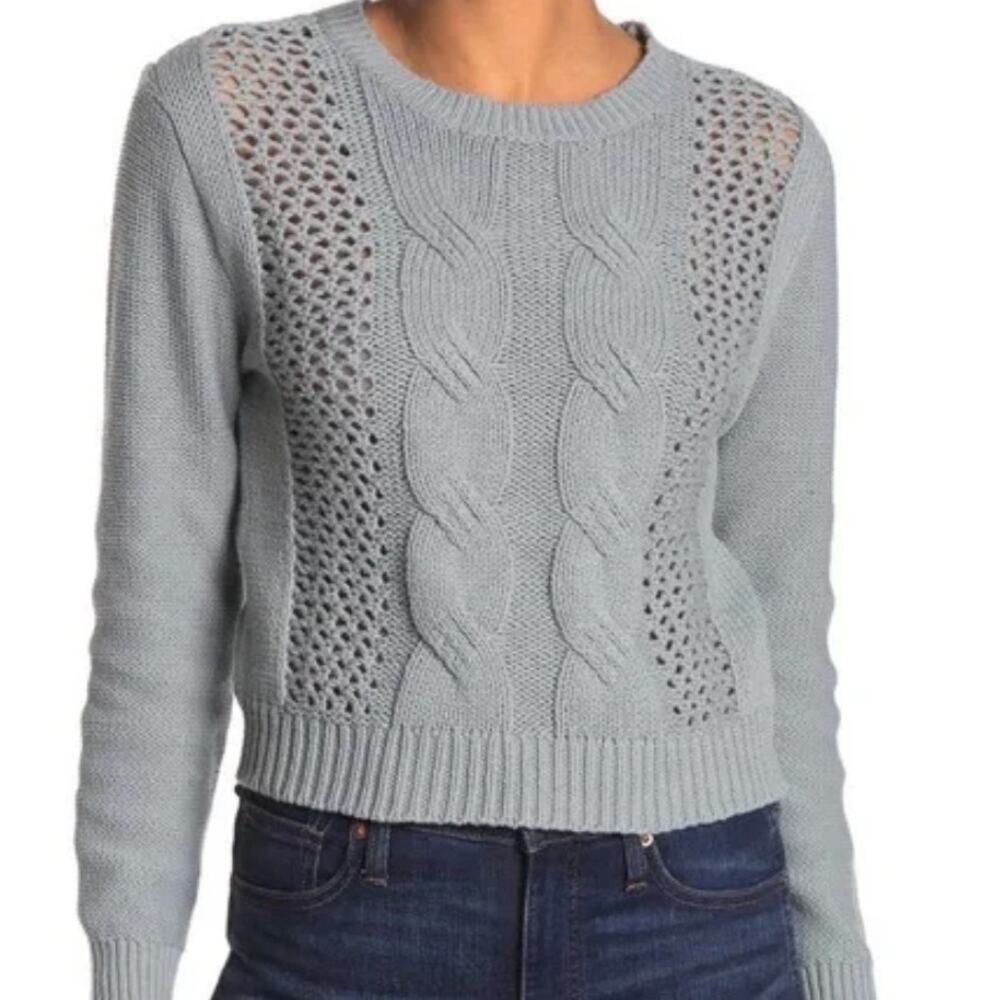 Abound Blue Gray Cable Knit Sweater Sz M NWT